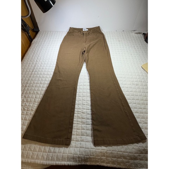 Princess Polly Pants - Princess Polly Brown Flare Pants High Waisted Bell Bottom Trousers Size 4 US